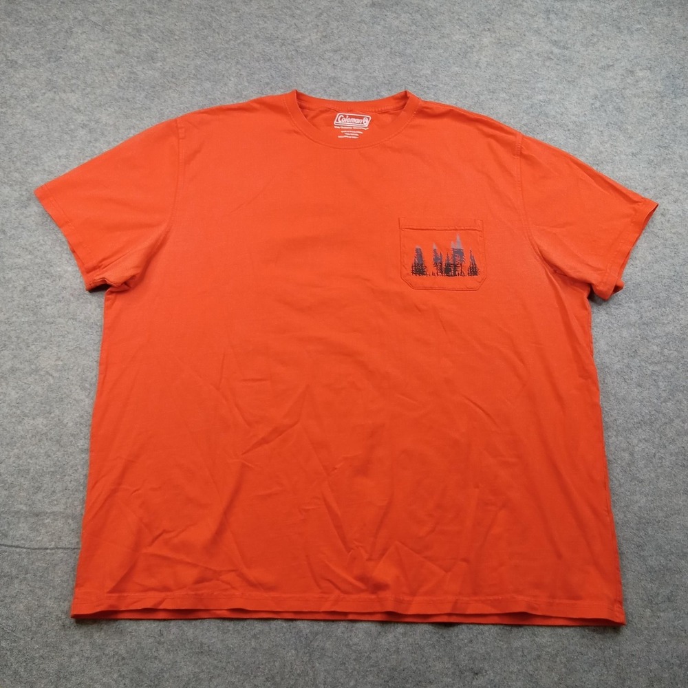 Coleman Shirt Mens 2XL Orange Pocket Graphic‎ Camping Outdoor Hiking Tee